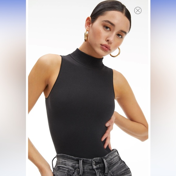 Good American Mock Neck Seamless Bodysuit. Size 3/4. Tan and black - Picture 1 of 7